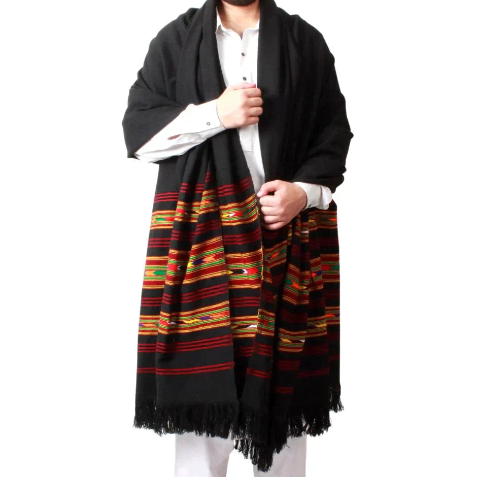 Nylon Black Shawl 3 Border