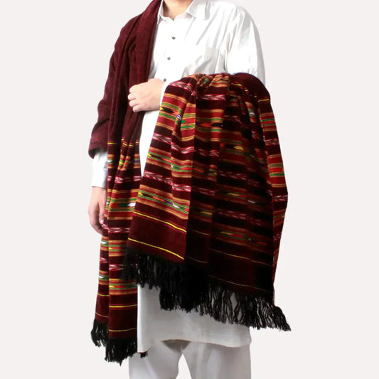 Shailene Maroon Shawl 3 Border