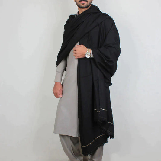 Pure Wool Lightweight Black Shawl