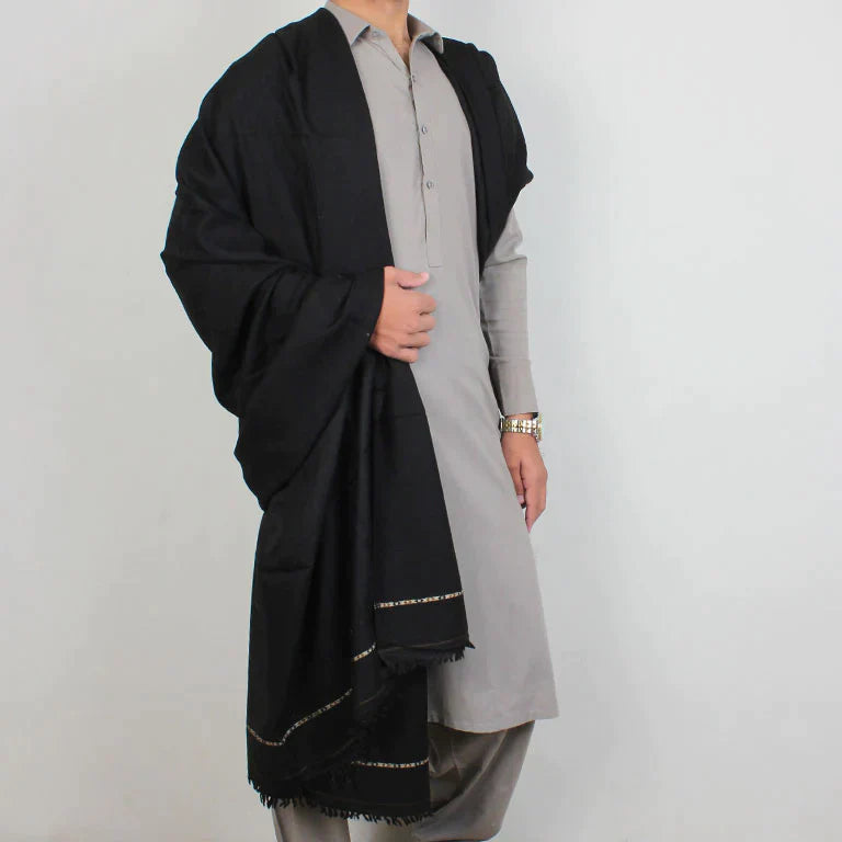 Pure Wool Lightweight Black Shawl